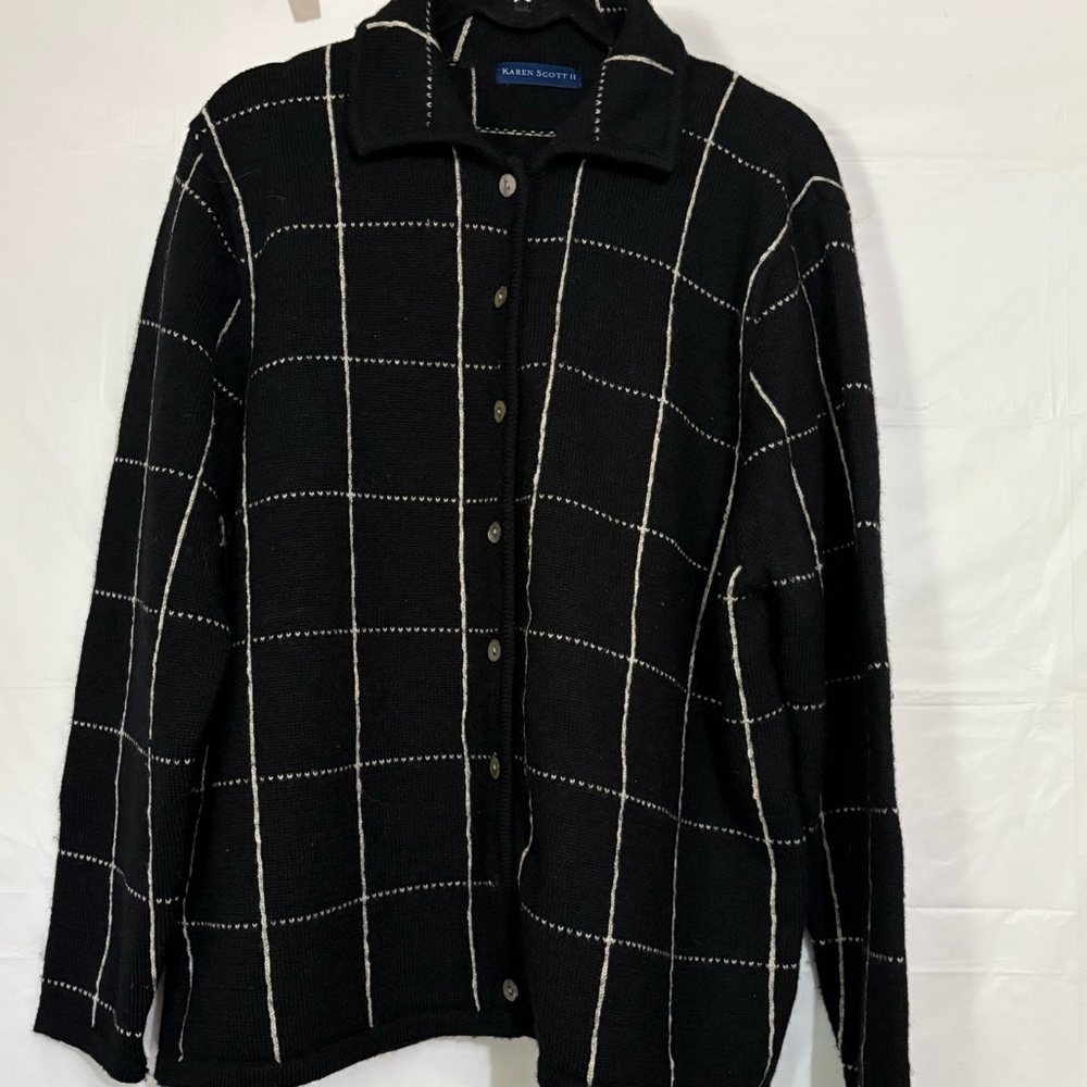 Karen Scott II- Black and White Grid Women’s Jacket SZ 1X
